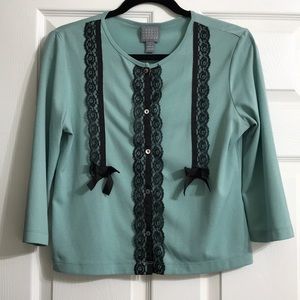 Tiffany blue 3/4 length sleeve cardigan blouse